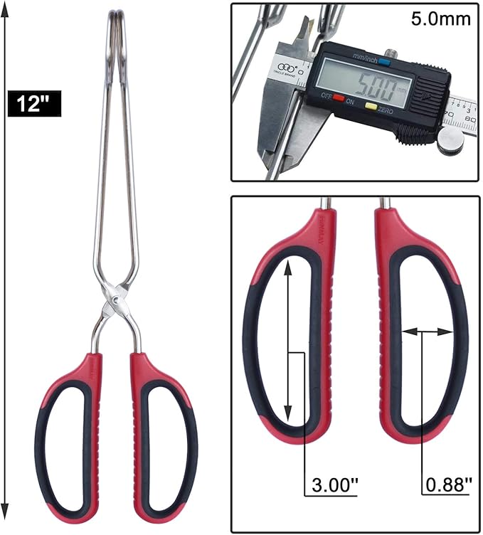 Stainless Steel Scissor Tongs with Comfort-Grip Handle 12-Inch, Set of 2