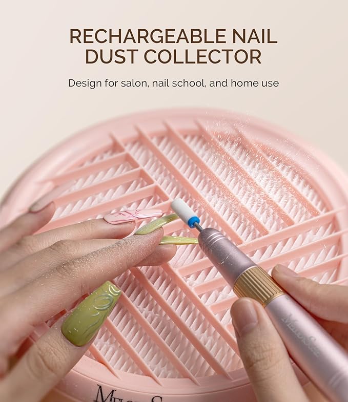 MelodySusie Cordless Nail Dust Collector,Compact Vacuum Fan Rechargeable Dust Collector with Reusable Filter,SProR Powerful Dust Suction Machine for Acrylic Gel Polish Manicure Pedicure at Salon&Home-BrightBean Baby