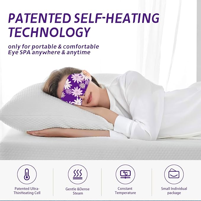 Steam Eye Mask Self Heating Moist Eye Compress Disposable SPA Warm Eye Mask 10 Packs for Dry Eyes, Eye Fatigue, Stress Relief, Soothing Headache Travel Trouble Sleeping(Lavender)-BrightBean Baby