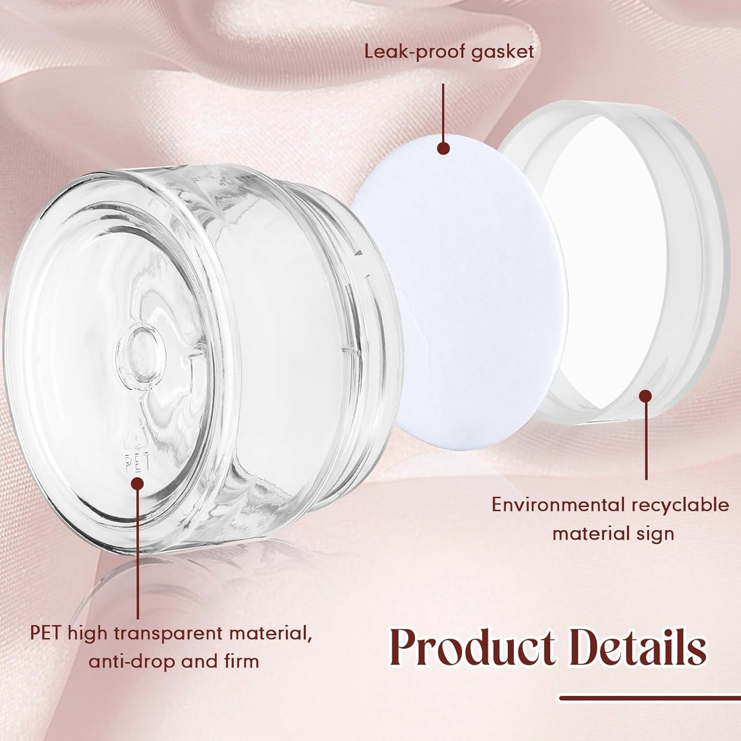 SATINIOR 100 Pcs Plastic Jars with Lids Small Containers Lids Wide Mouth Small Plastic Containers for Lotion Cream Rhinestones Body Butters Travel Storage(2 oz,Clear)-BrightBean Baby