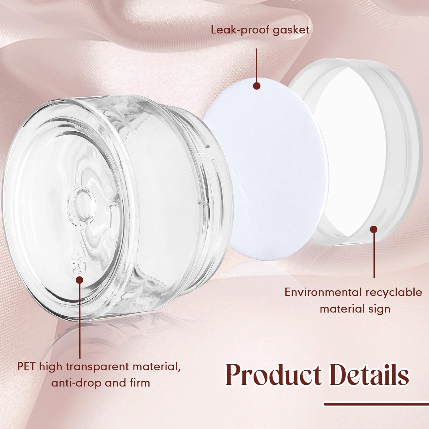 SATINIOR 100 Pcs Plastic Jars with Lids Small Containers Lids Wide Mouth Small Plastic Containers for Lotion Cream Rhinestones Body Butters Travel Storage(2 oz,Clear)-BrightBean Baby