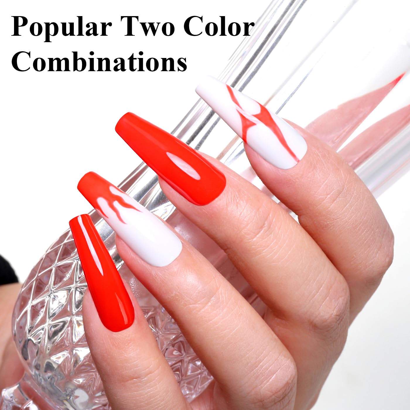 Imtiti Gel Nail Polish Kit, 2 Pcs 10ml Bright Red & White Colors Gel Polish Soak Off UV LED Spring Summer Red Gel Polish Nail Art Manicure Salon DIY Design Gel Nail Kit-BrightBean Baby
