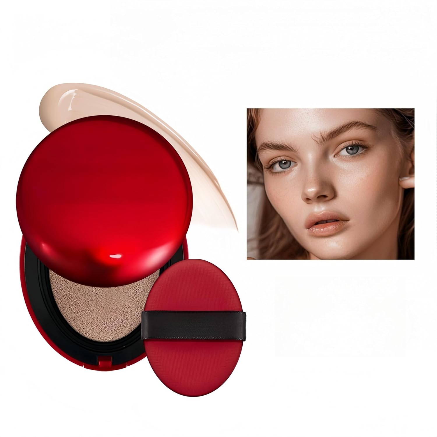 MAEPEOR Cushion Foundation 9 Colors Full Coverage Weightless Satin Glow Foundation Hydrating Long-Lasting Cushion BB Cream (Color 09)-BrightBean Baby