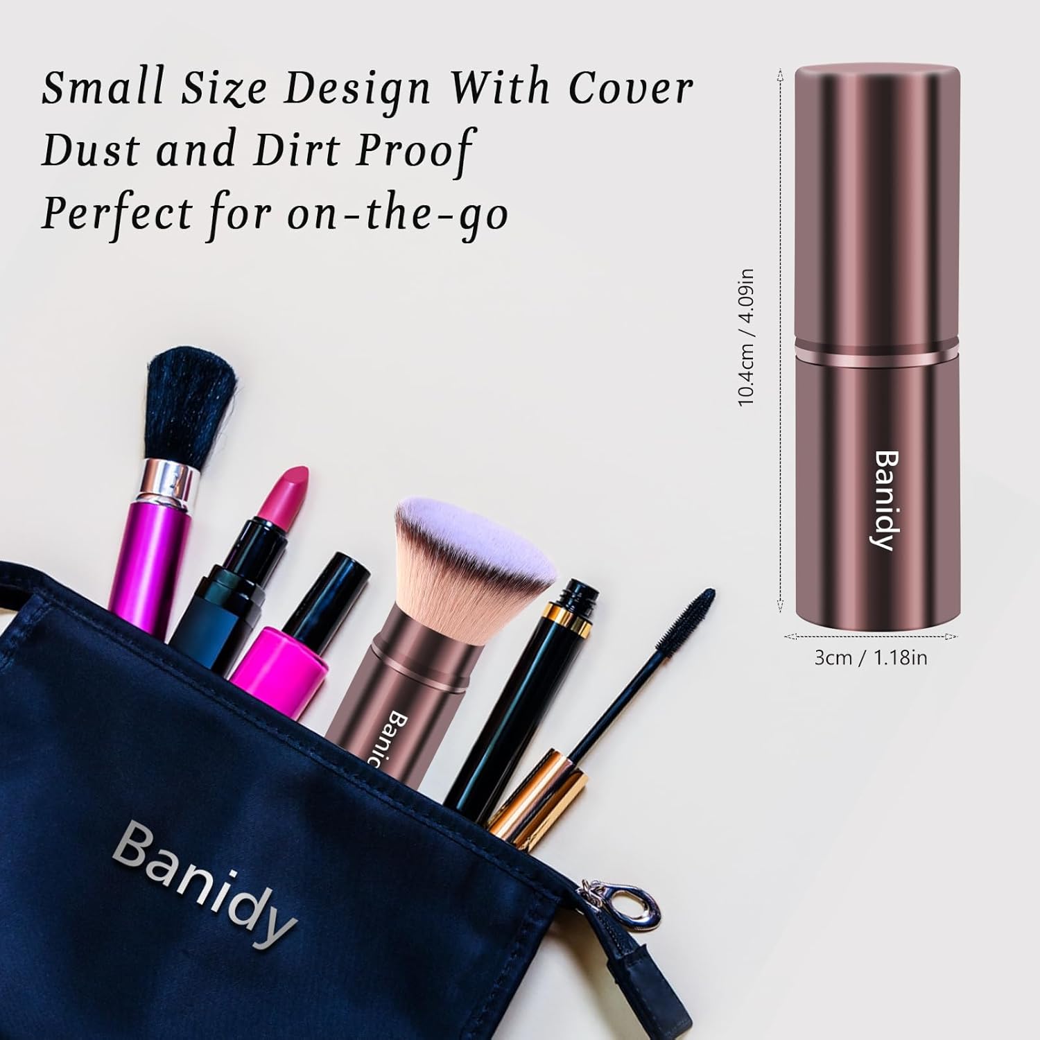 Makeup Brush Kabuki Face Brushes Retractable Travel Blush Brush Portable Flawless for Foundation, Powder Blush, Bronzer, Buffing, Liquid, Cream, Cruelty Free with Cover(Flat-Head)-BrightBean Baby