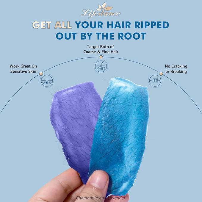 Lifestance Complete Home Waxing Kit, L1 Hard Wax Warmer for Hair Removal, Brazilian Bikini Wax Kit for Women Men, 59 Items, No-Mess Silicone Liner, Wax Heater, Hot Wax Pot for Body Leg Face Eyebrow-BrightBean Baby