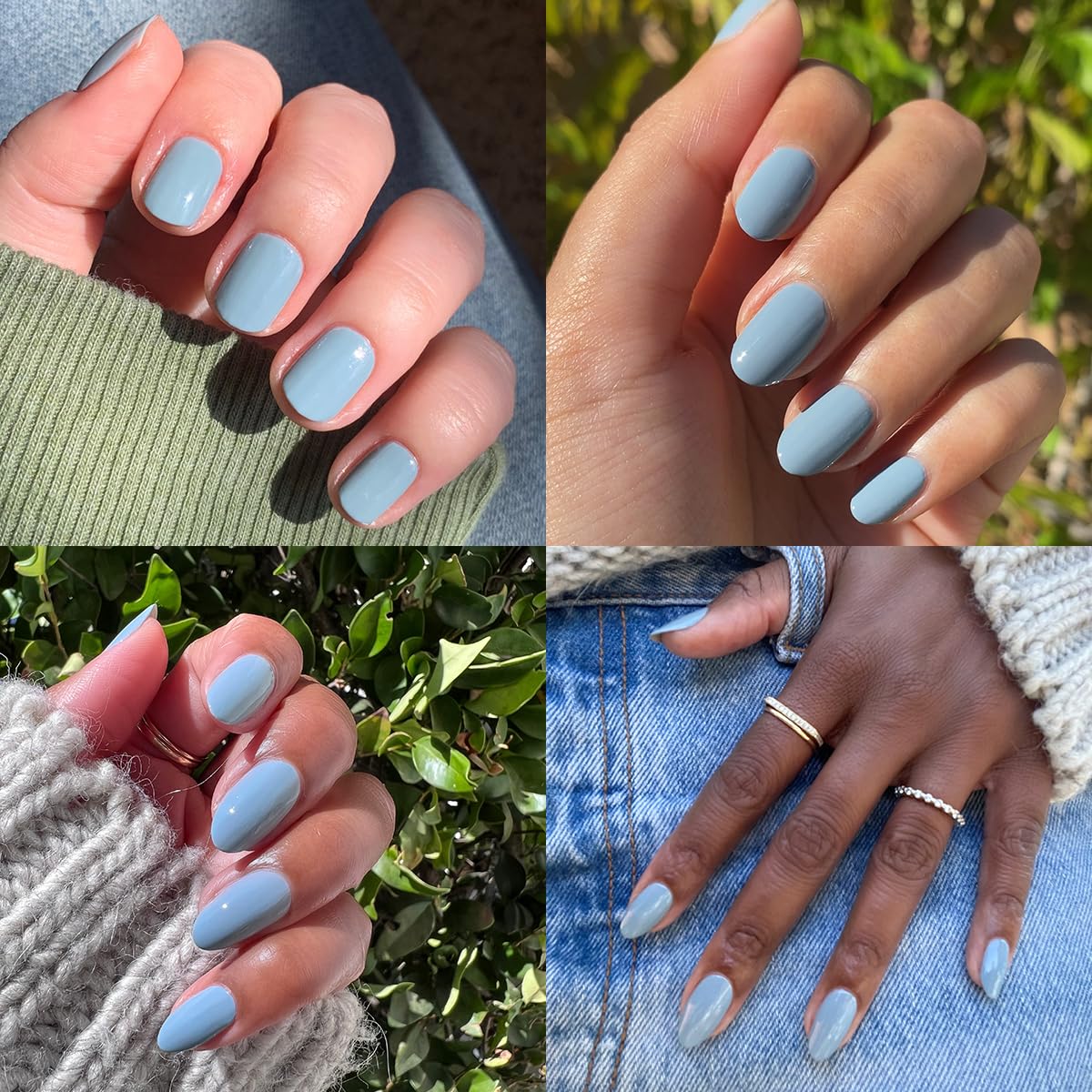 Olive & June Quick Dry Nail Polish | Instant, Fast-Drying, Smudgeproof Color | 15-free, Vegan, Cruelty-Free Formula | Lasts up to 5 Days | Salon-Quality Manicure, Pedicure at Home | Vintage Denim Blue-BrightBean Baby