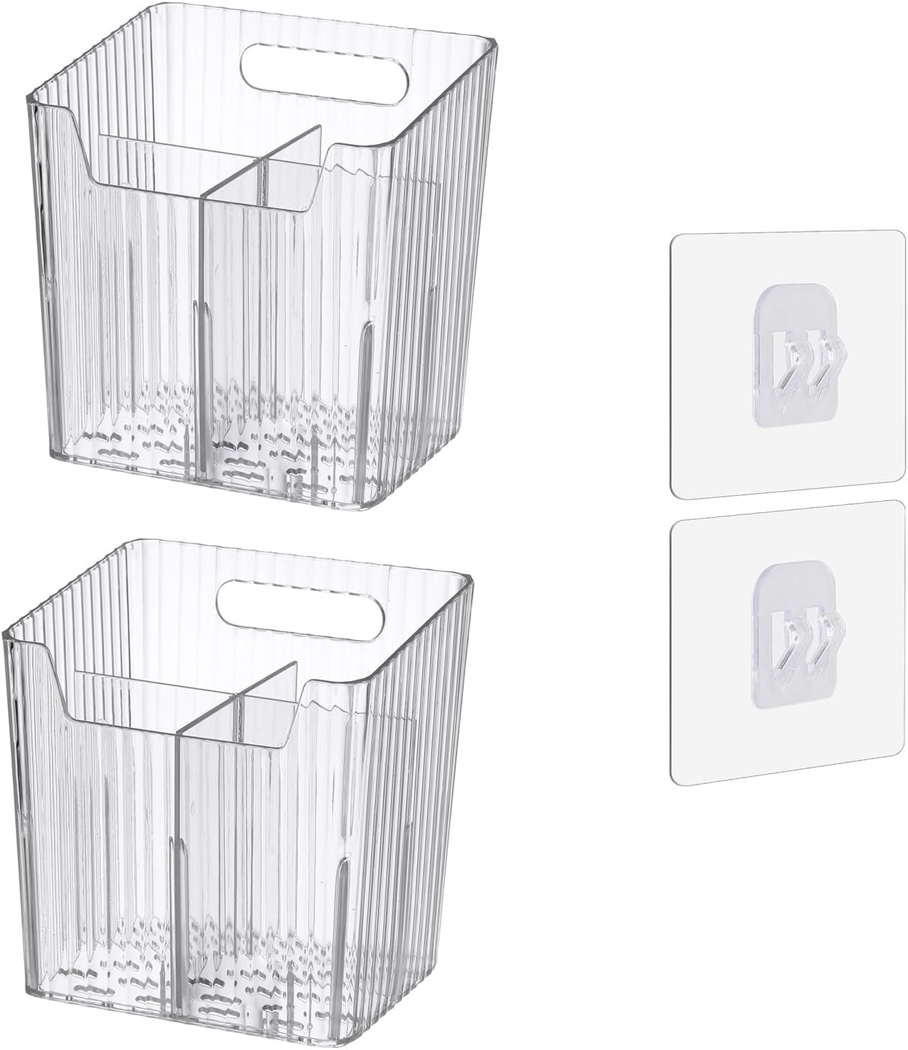 Set Of 2 Storage Organizer Bins Wall Mounted Shower Caddy, Bathroom shelves Stackable Clear Plastic Toothbrush Holder Adhesive Hanging Bin for Bathroom, Kitchen, Cabinet, Shower BPA Free Small (Clear)-BrightBean Baby