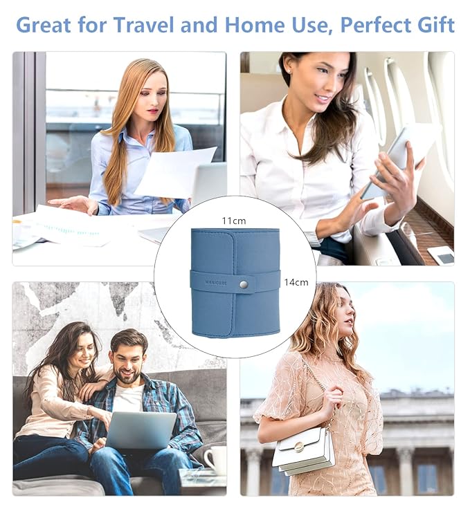 Manicure Set Professional Nail Clippers Pedicure Kit, 16 pcs Stainless Steel Nail Care Tools Grooming Kit with Luxurious Travel Leather Case for Thick Nails Men Women Gift (Blue)-BrightBean Baby