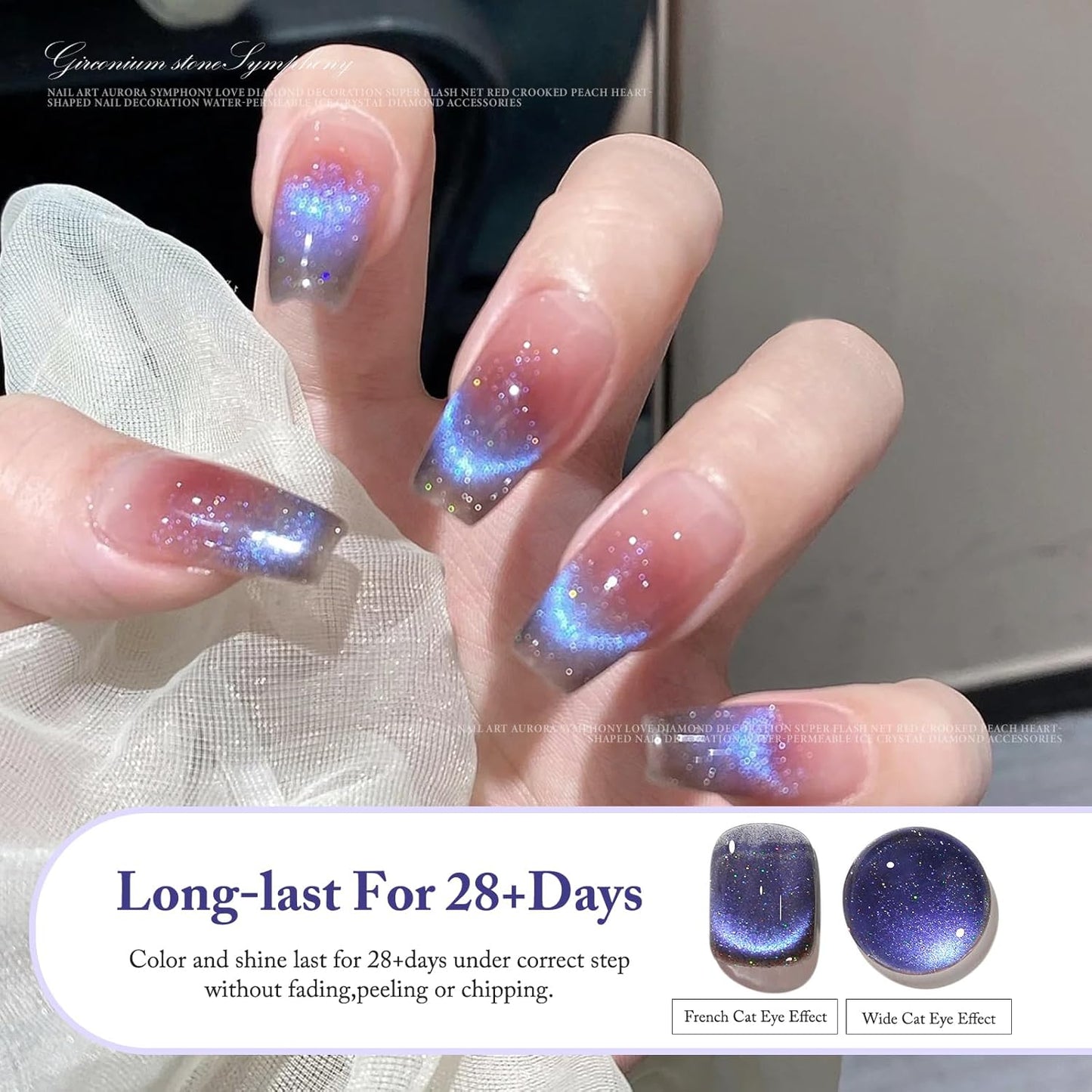 Crushed Diamond Cat Eye Gel Nail Polish with Magnet Stick, 15ml Holographic Glitter Gel, Ideal for DIY Nail Art, Lavender Luminance-BrightBean Baby