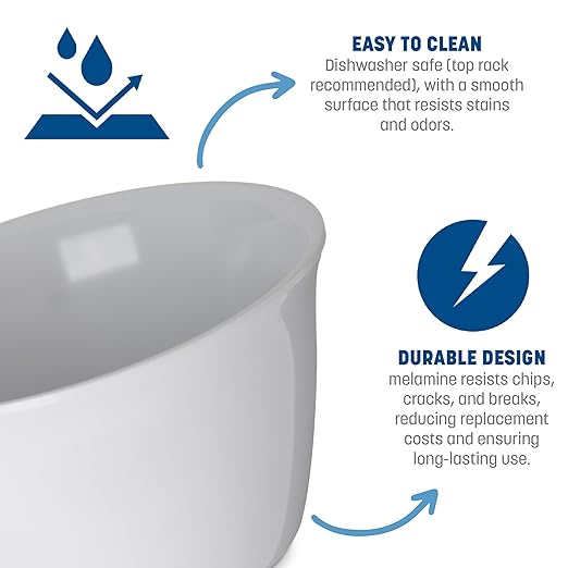 Carlisle FoodService Products Dallas Ware Reusable Plastic Bowl Bouillon Cup Bowl for Home and Restaurant, Melamine, 8 Ounces, Ocean Blue, (Pack of 24)