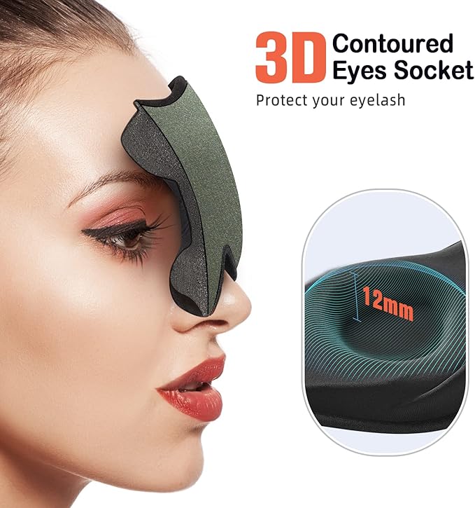 LitBear Sleep Mask for Men Side Sleeper, Sleeping Mask for Women Light Blocking, 3D Contoured Cup Eye Mask Sleeping, Soft Lightweight Sleep Eye Mask with Adjustable Elastic Strap for Traveling-BrightBean Baby