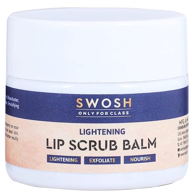 SWOSH Lip Scrub For Dark Lips To Lighten Pink 20 gram | Lip Brightening Scrub Balm For Women and Men-BrightBean Baby
