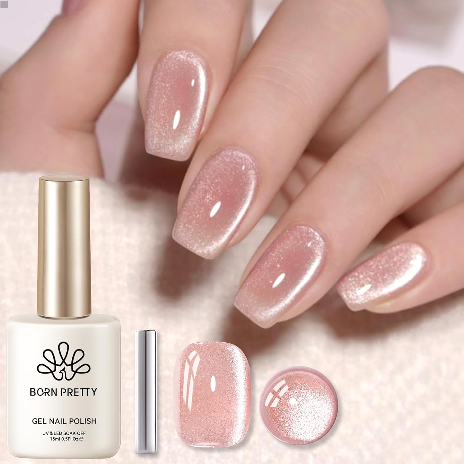 Born Pretty Magnetic Gel Nail Polish Jelly Cat Magnetic Eye Gel Polish Crystal Transparent Auroras Nail Gel for Salon Home DIY Manicure Use-BrightBean Baby