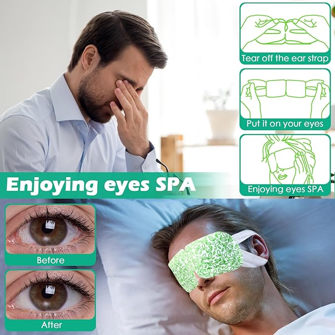 50 Packs Steam Eye Mask for Dry Eyes Spa Warm Sleep Eye Mask Self Heating Disposable Eye Masks for Home Office Travel Eyestrain Relieve (Unscented)-BrightBean Baby