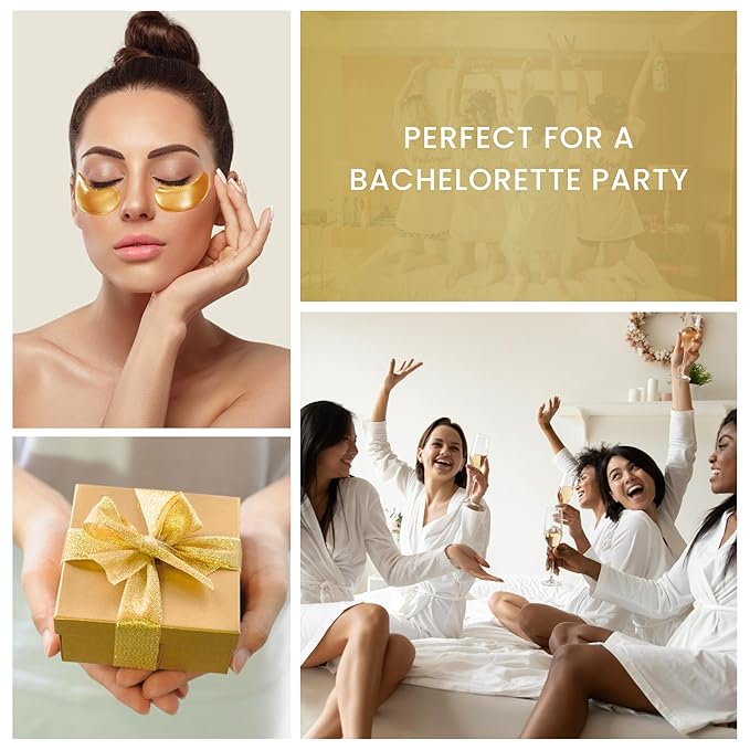 24K Gold Under Eye Patches with 6 pieces of Lip Mask, Anti-Aging Eye Mask, Under Eye Mask Dark Circles and Puffiness, Wrinkles Patches with Hydrogel, Collagen Eye Pad Elasticity Self Care 48 pairs…-BrightBean Baby