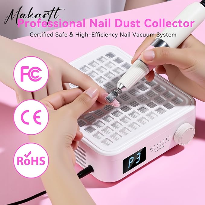 Makartt Professional Nail Dust Collector – Powerful Dust Collector Nail Tech Quite Suction Machine for Acrylic Nails Manicure & Pedicure Salon & Home Use Includes 10pcs Filters & Dust Brush-BrightBean Baby