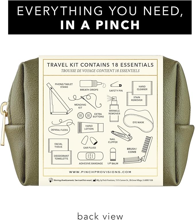 Pinch Provisions Travel Kit, includes 18 Must-Have Emergency Essential Items for Travelling, Ideal Road Trip or Airport Gift for Friends, Family & Peers, Portable Pouch-BrightBean Baby
