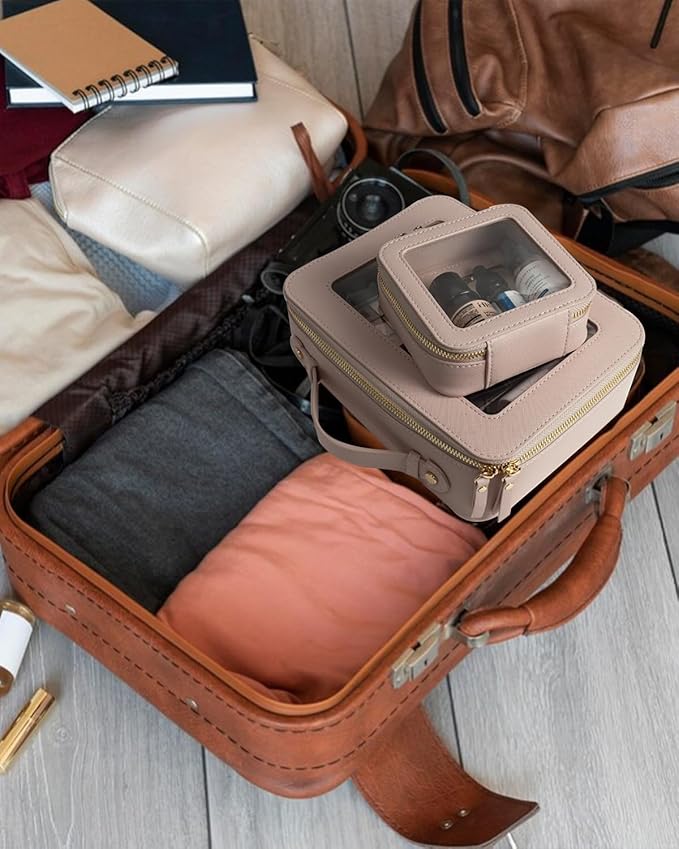 Clear Makeup Bag Small, TSA Approved Portable Toiletry Bag with Zipper Cosmetic Travel Bag Makeup Organizer Case Mini Makeup Pouch for Purse Car Organizer Bag for Women Men-BrightBean Baby