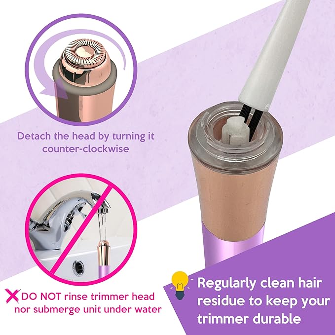 Portable Facial Hair Remover for Women – Painless, Fast & Precise Flawless Electric Razor & Epilator for Face, Lips, Chin Hair Removal – 18K Gold-Plated, 360° LED Light-BrightBean Baby