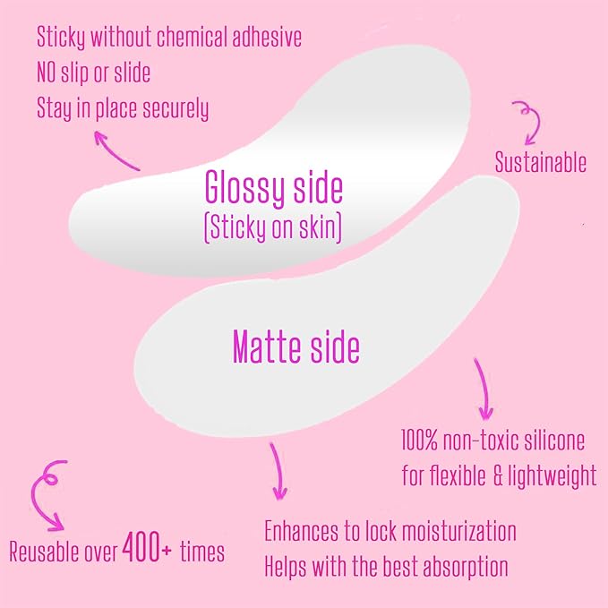 CCbeauty Reusable Under Eye Patches + Eye Cream Applicator Value Set | 100% Silicone Eye Gel Pads | Boost Hydration | Minimize Fine Lines + Wrinkles + Dark Circles | Storage Tin Included | White-BrightBean Baby