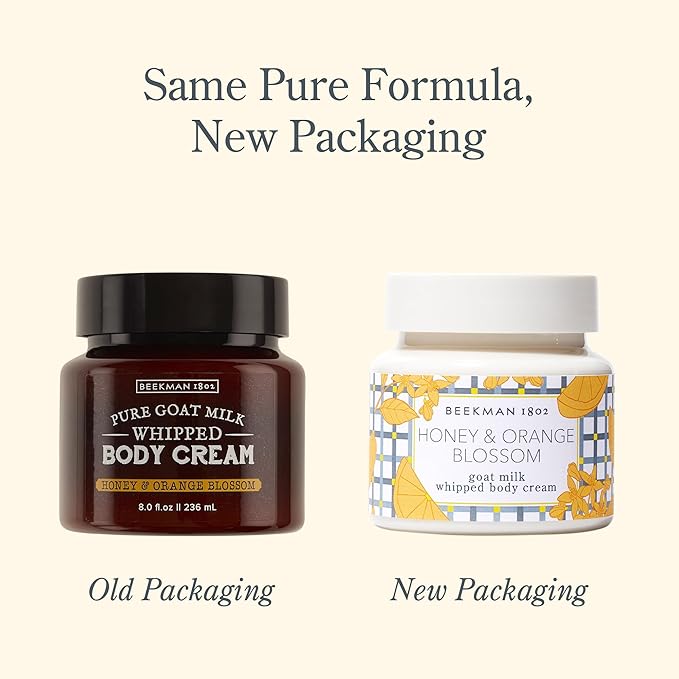 Beekman 1802 Whipped Body Cream, Honey & Orange Blossom - Scented - 8 oz - Intensely Hydrating & Softens Skin - With Goat Milk - Good for Sensitive Skin - Cruelty Free-BrightBean Baby