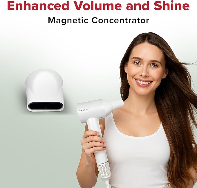 GroWell Ionic Hair Dryer, High-Speed Brushless Motor Professional Blow Dryer for Fast Drying, Low Noise, Lightweight, Compact Hair-Dryer with Diffuser for Curly Hair-BrightBean Baby