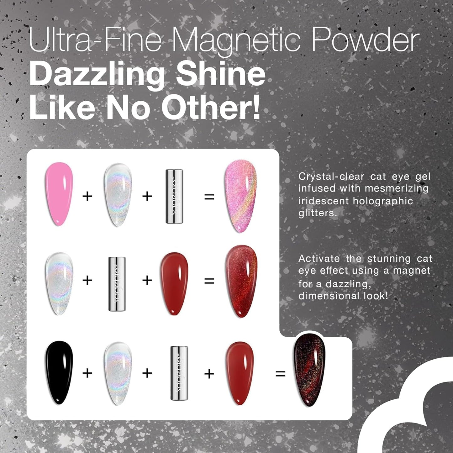 Cat Eye Gel Nail Polish with Magnet Stick, 15ml Magnetic Gel, Create Stunning Cat Eye Effects for DIY Manicures, Long-Lasting, Salon-Quality Finish, Moonlit Hold-BrightBean Baby