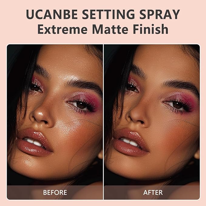 Long Lasting Makeup Setting Spray Kit - 3.38 Fl oz Super Matte Finish Setting Mist Lightweight Face Make up Fixer for Oily Skin + 1PC Sponge Puff + 1PC Powder Puff-BrightBean Baby