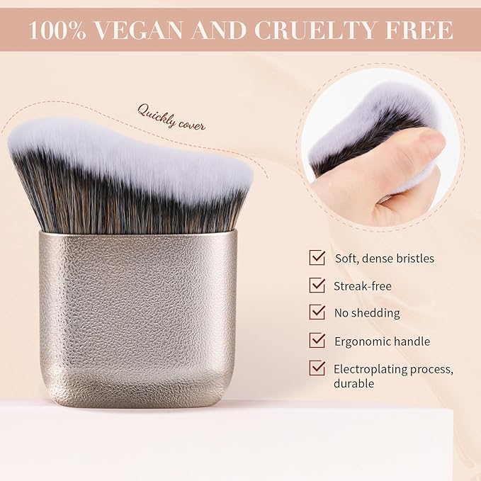 docolor Self Tanner Brush Body Makeup Brush for Flawless Face and Body Makeup, Sunless Tanner Blending Brush Body Brush for Self Tanner, Bronzer, Foundation, Vegan & Cruelty Free-BrightBean Baby