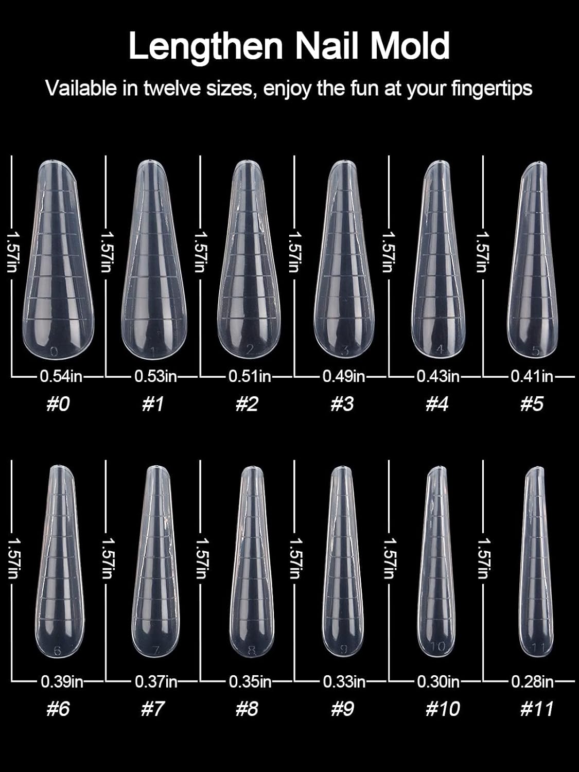 EBANKU 120Pcs Dual Nail Forms for Poly Gel - Extension Stiletto Almond System Mold, False Tips for Builder Gel Art Design Salon & DIY - 12 Sizes-BrightBean Baby