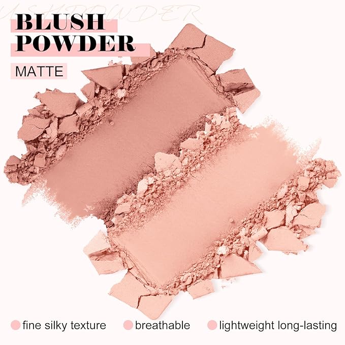 Boobeen Highlighter Contour Makeup Palette Face Matte Bronzer Powder, Compact Contouring Blush for Cheeks, Natural Long Lasting with Brush-BrightBean Baby