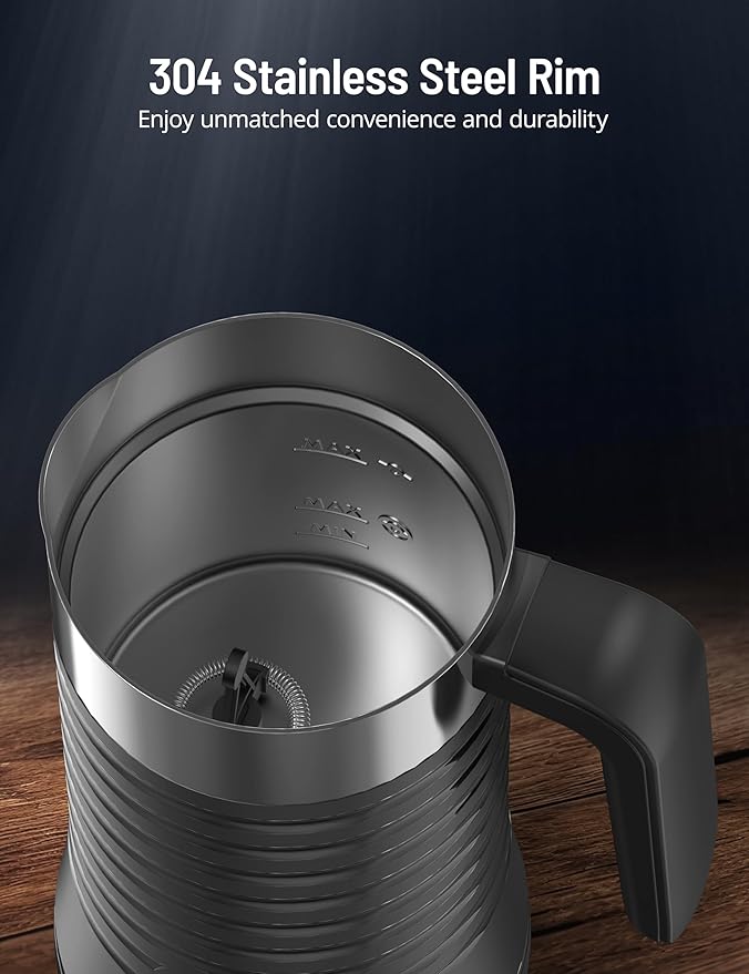 Milk Frother and Steamer, Airyoyo 4-in-1 Milk Frother, Electric Milk Frother Hot& Cold Foam Temperature Control, Auto Shut-Off Frother for Coffee Latte