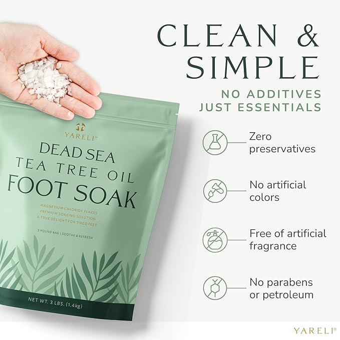 Tea Tree Oil Foot Soak, Dead Sea Magnesium Bath Salt Flakes with Essential Oils, 3lb-BrightBean Baby
