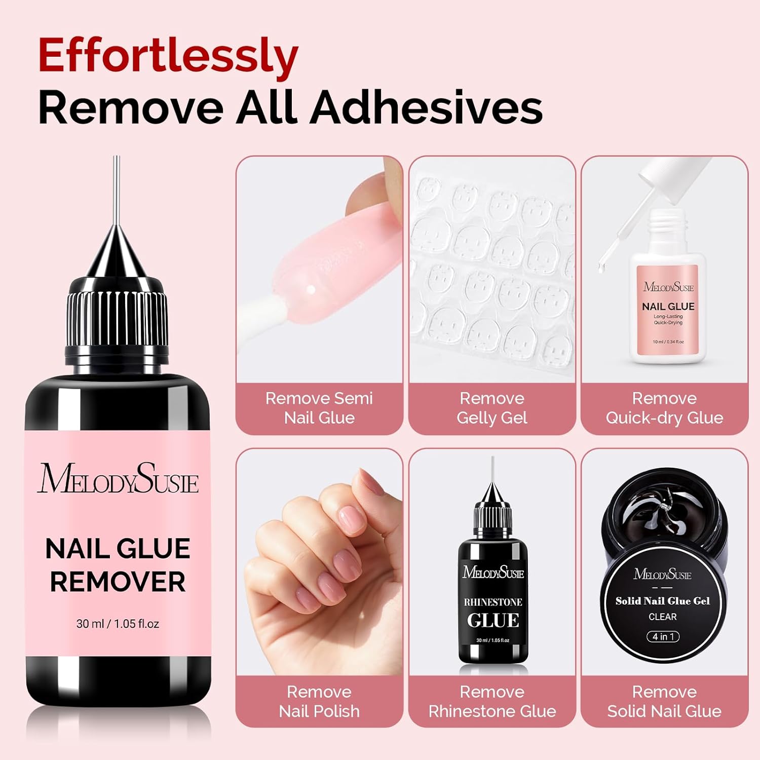 MelodySusie 30ML Nail Glue Remover for Press on Acetone Free Nail Polish Remover Multi-Functional Remover for Nails Tips Gentle Glue Remover for Gel x Nails for Home Salon-BrightBean Baby