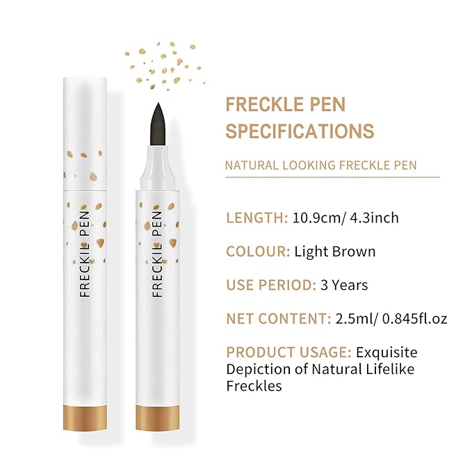 2 Pcs Freckle Pen Set, Natural Lifelike Fake Freckles Makeup Pen Magic Brown Color Freckles Makeup Tool Long-Lasting Waterproof Dot Spot Pen for Effortless Sunkissed Makeup (Light Brown)-BrightBean Baby