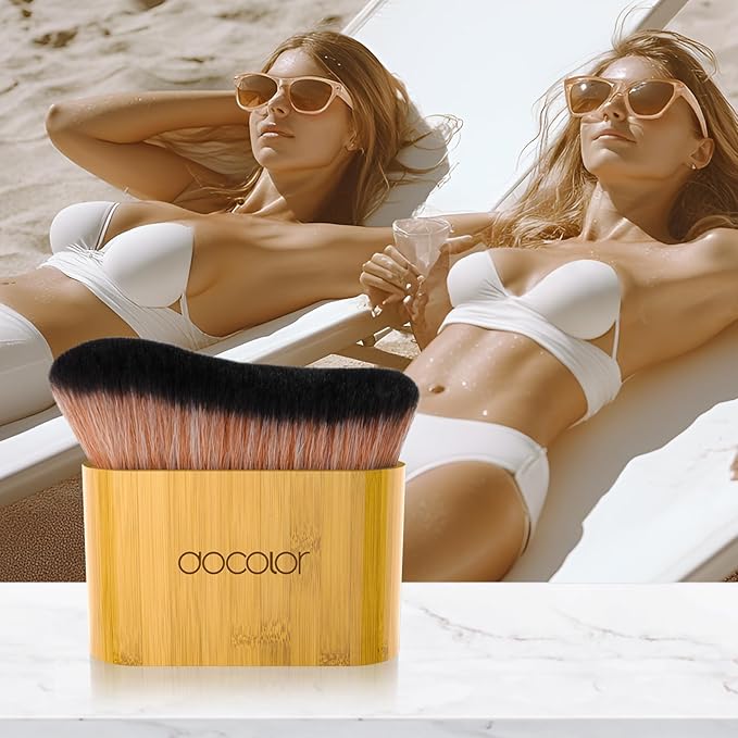 docolor Self Tanner Brush Large Body Makeup Brush, Soft Vegan Tanning Brush no stripes, for Foundation, Self-tanner, Bronzer, Self Tan Back Applicator Body + Face Self-Tan Blending Brush Gift Box-BrightBean Baby