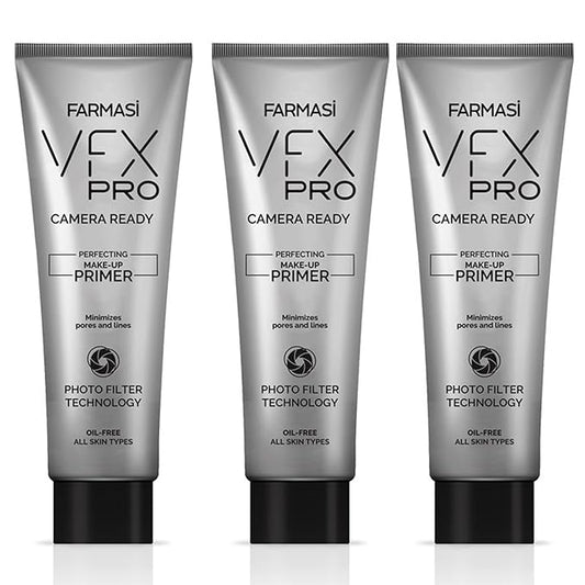 Farmasi 3-Pack VFX PRO Camera Ready Primer - Flawless Finish Long Lasting Makeup Base Smoothing Pore Minimizing Oil Control Lightweight Formula Professional Makeup Application Daily Use, Clear-BrightBean Baby