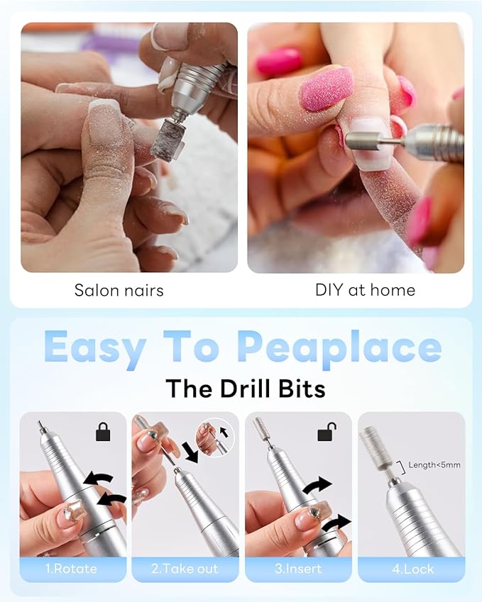 CozyZen Cordless Nail Drill Professional: 45000 RPM Rechargeable Electric Nail File Kit, Portable & Low Noise for Acrylic, Gel Nails, Manicure & Pedicure - Salon & Home Use-BrightBean Baby