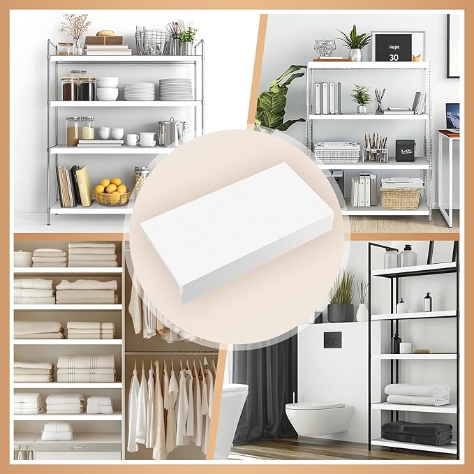 5 Pcs Wire Rack Covers 38x16x3 inch PVC Pantry Shelf Cover 0.31 inch Thick Removable Closet Wire Rack Shelf Covers,Decoration Kitchen Bathroom Office Shelving (Light luxury white,38x16x3 inch)