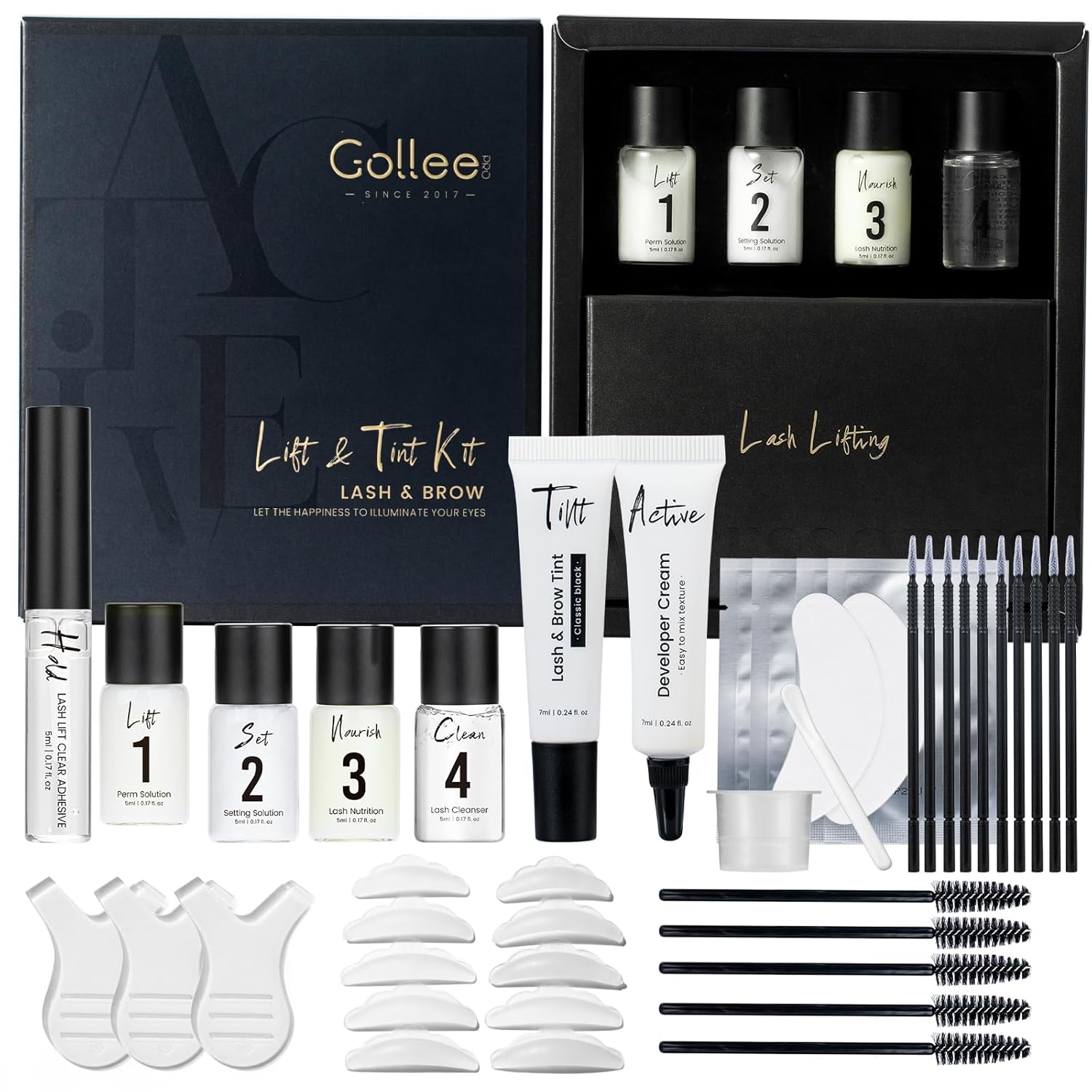 GOLLEE Lash Lift and Black Color Kit Brow Lamination Kit Black Eyelash & Eyebrow Set Eyelash Perm Kit With Detail Instruction and Complete Tools Easy For Beginner Achieve Salon-Quality at Home-BrightBean Baby