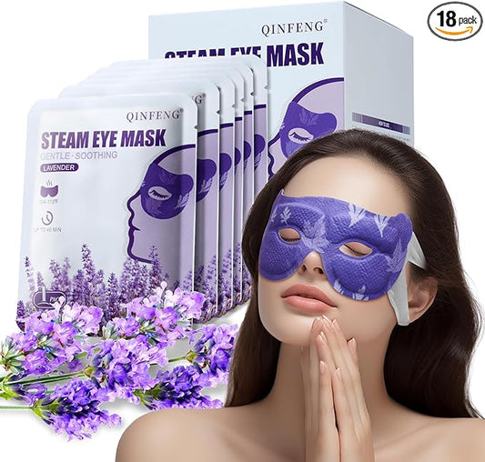 18 Packs Lavender Steam Eye Masks for Dry Eyes 40 Mins Warm Eye Mask Heated Eye Mask Reduce Puffiness Dark Circles Travel Essentials Eye Masks for Sleep Disposable(Lavender,Hollow)-BrightBean Baby