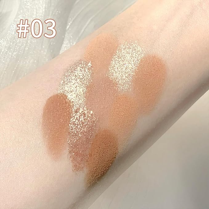 Erinde 9 Colors Eyeshadow Palette, Matte Shimmer Glitter Eye Shadow Makeup Palette, Highly Pigmented Long Lasting Waterproof, Natural Neutral Nude Eyeshadow Makeup Pallet, Milk Latte Color-BrightBean Baby