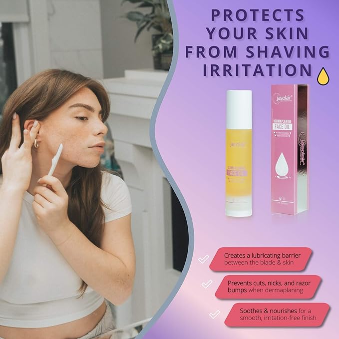 Dermaplaning Oil - Smooth Glide Skin Barrier Shave Oil for Women - Use with Dermaplaning Tool, Facial & Eyebrow Razor, Microblades- Softens Skin Pre & Post Shave-BrightBean Baby