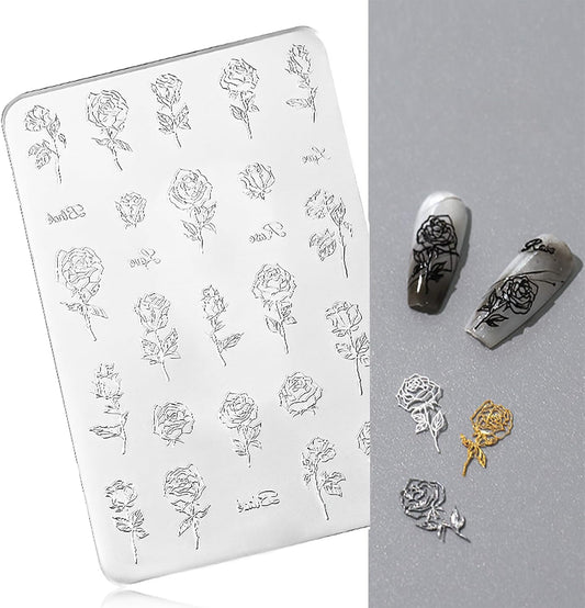 Nail Art Silicone Mold, Rose Nail Decoration Silicone Mold, 3D Nail Art Carving Mold Templates for Precise Embossed Pattern, Nail Tools Nail Charms for Acrylic Nail DIY Craft-BrightBean Baby