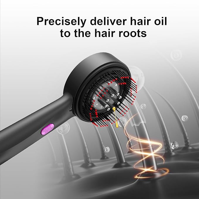 Red Light Dot Scalp Massager - 72-Point Vibration Comb for Hair Care, 3 in 1 Hair Oil Applicator,ipx7 Waterproof Scalp Oil Applicato,Rechargeable Home Use Device with Safety Indicator（Black）-BrightBean Baby