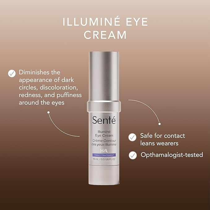 Senté Illuminé Eye Cream | Diminish Dark Circles, Discoloration, Redness, and Puffiness Around The Eyes | with Patented HSA, Niacinamide and Peptides | 0.5 Oz-BrightBean Baby