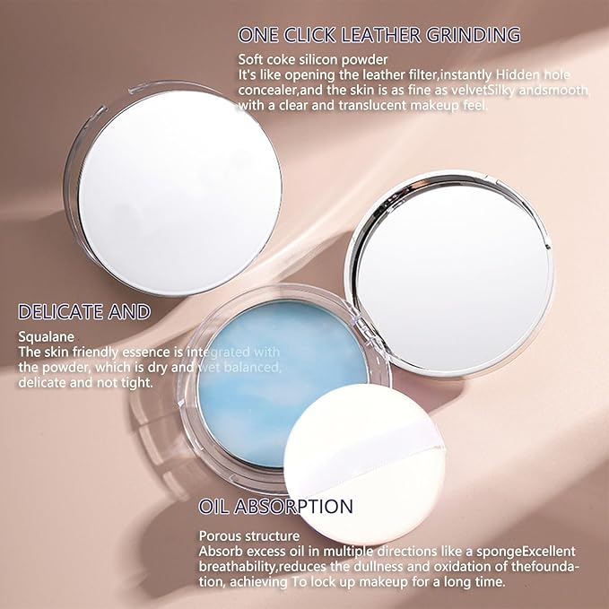 Chillab Lavender Matte Powder,Oil Control Face Pressed Powder Face Setting Powder with Mini Powder Puff for Silky Flawless Long-Lasting Lightweight Skin-friendly Face Cosmetics (Floating Cloud)-BrightBean Baby