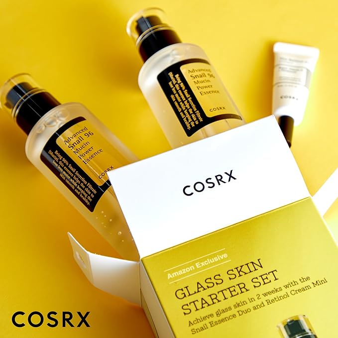 COSRX Glass Skin Korean Skincare Set- Advanced 96% Snail Mucin Serum (3.38fl oz * 2pcs) & Mini Sized 0.1% Retinol Cream for Face (0.1oz)- Korean Skin Care Gift Set, Anti Aging Set-BrightBean Baby