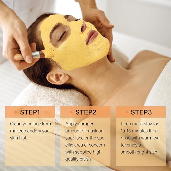 Turmeric Vitamin C Clay Mask -Turmeric Facial Mask - Brightening Clay Face Mask Skincare, Deep Cleansing Face Mask, Acne Face Mask for for Dark Spots, Dull Skin, Refining Pores and Controlling Oil-BrightBean Baby