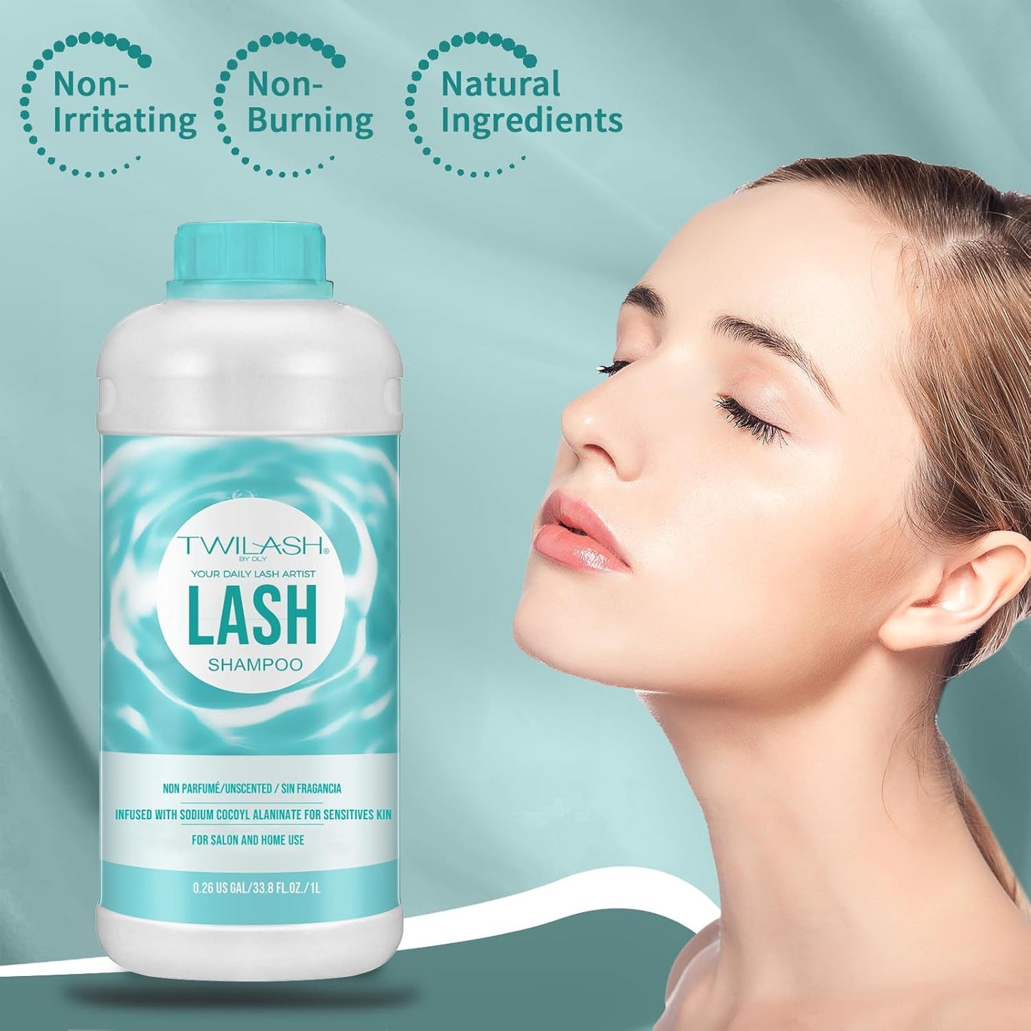 Lash Shampoo Bulk Upgraded Formula, Eyelash Cleanser for Extensions 1 Liter, Safe Makeup Remover, Non-irritating or Burning Formula Eyelid Foaming Cleanser for Professional Salon and Home Use-BrightBean Baby
